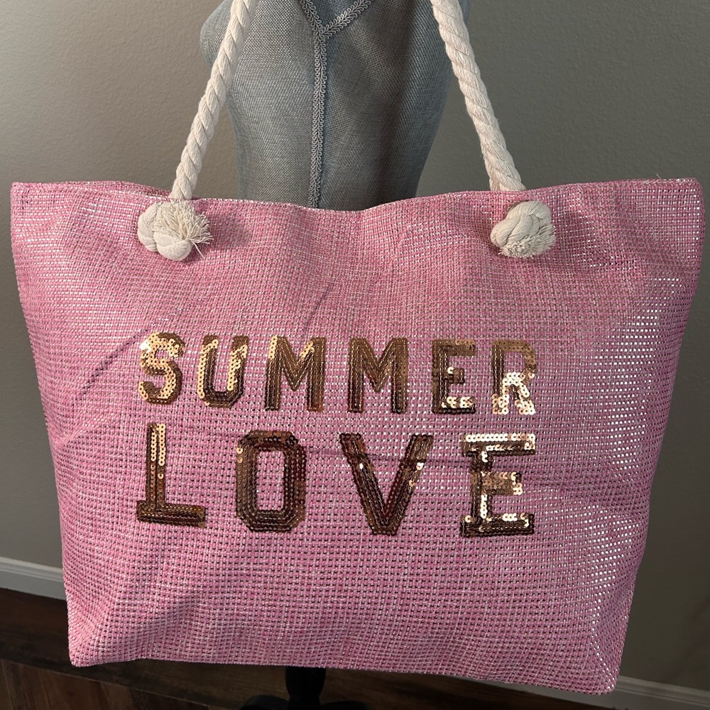 COPY - Summer Love Glitz Beach Tote Bag PINK